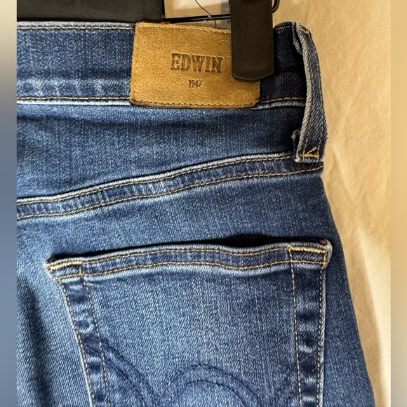 Edwin Anthropology Skinny Jeans Ankle Crop Cut Denim Dark Wash Size 25 - Picture 7 of 8
